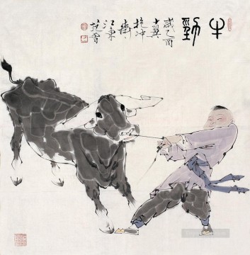 Niño Fangzeng y ganado tradicional China Pinturas al óleo